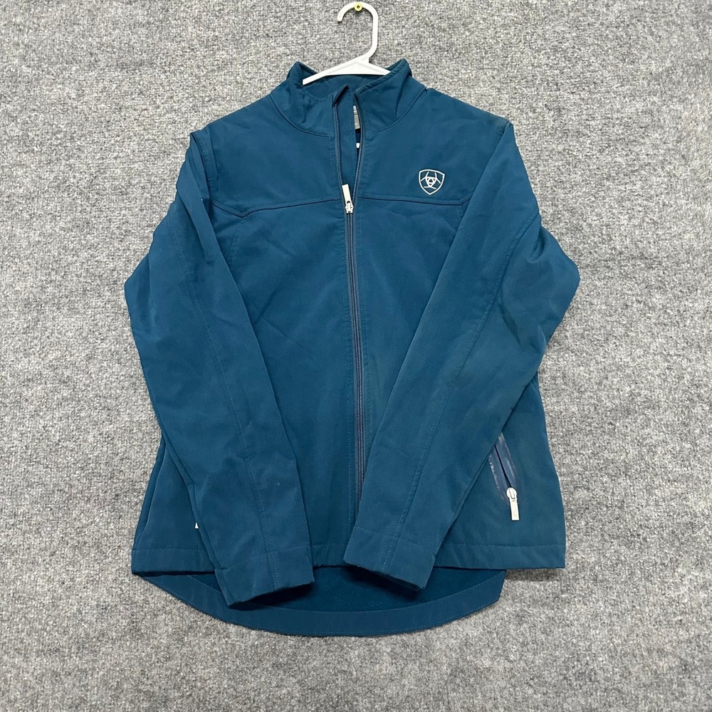 Ariat Softshell Jacket Womens Size L Teal Blue AriatTek Full Zip Logo Equestrian